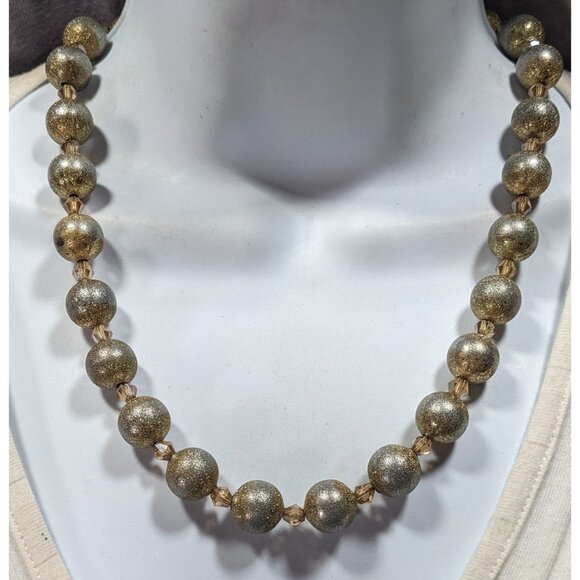 Charming Charlie Glitter Ball Glam Silver And Gold Tone Beaded Necklace - Picture 2 of 7